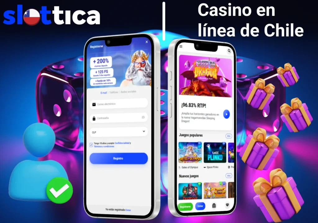 Slottica de casino en línea para Chile, promoción de bono del 200% con 125 giros gratis y más juegos populares como Sleeping Dragon